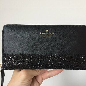 Kate Spade Wallet Greta Court NEDA black Glitter Wallet NEW